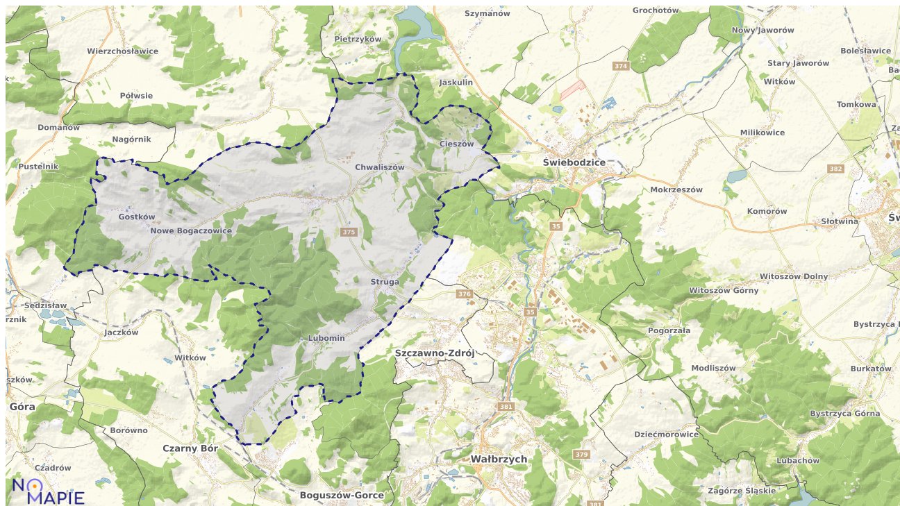 Mapa obszarów ochrony przyrody Starych Bogaczowic
