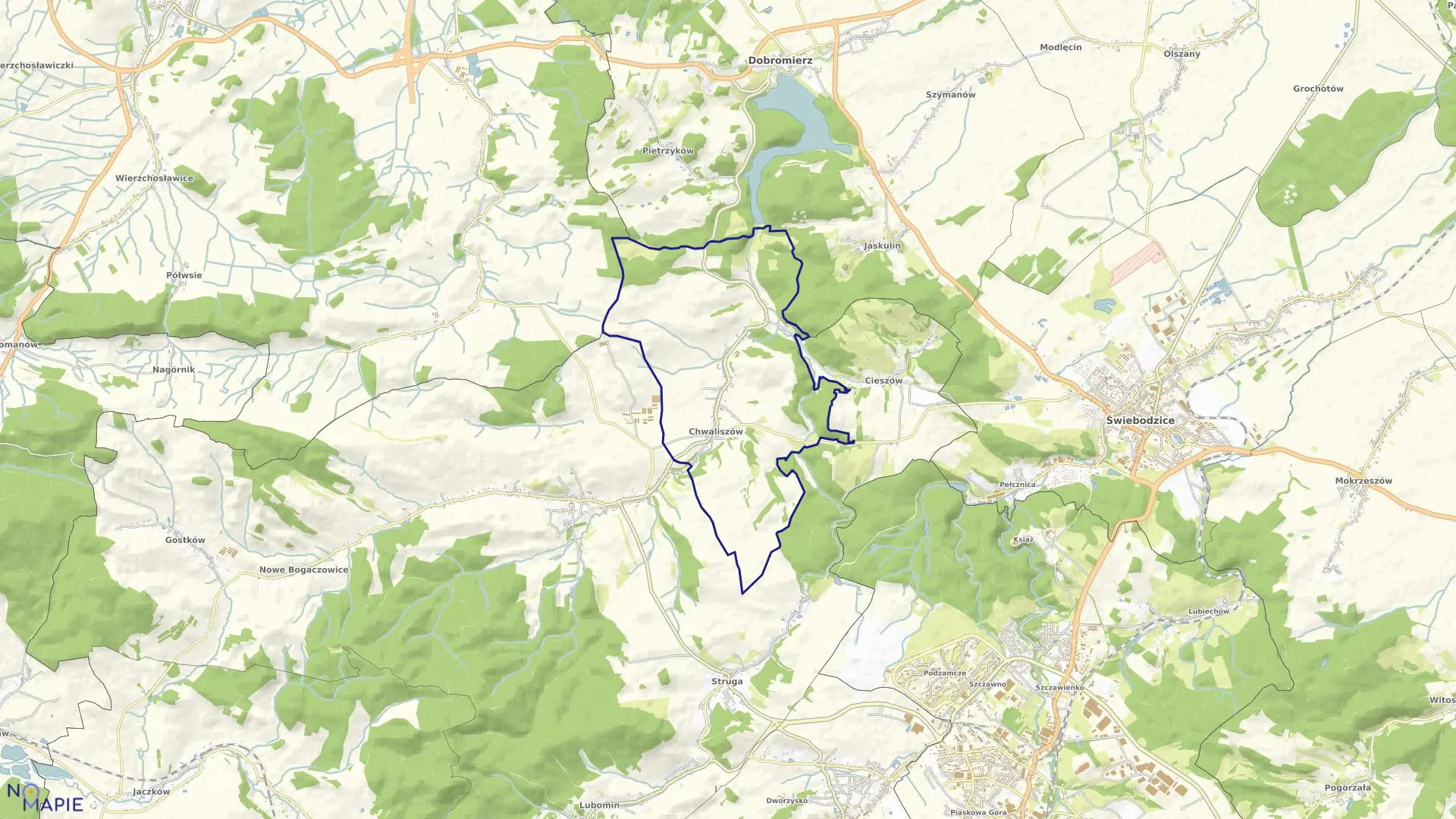 Mapa obrębu CHWALISZÓW w gminie Stare Bogaczowice