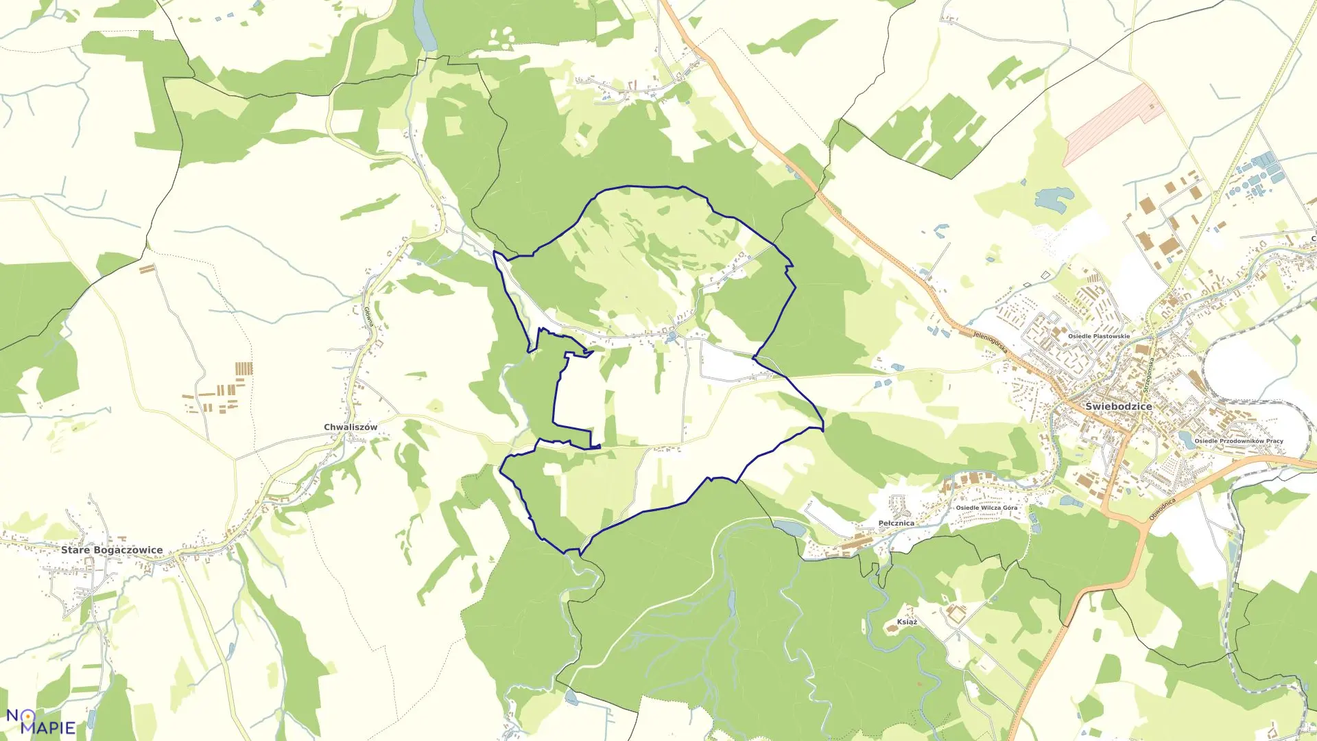 Mapa obrębu CIESZÓW w gminie Stare Bogaczowice