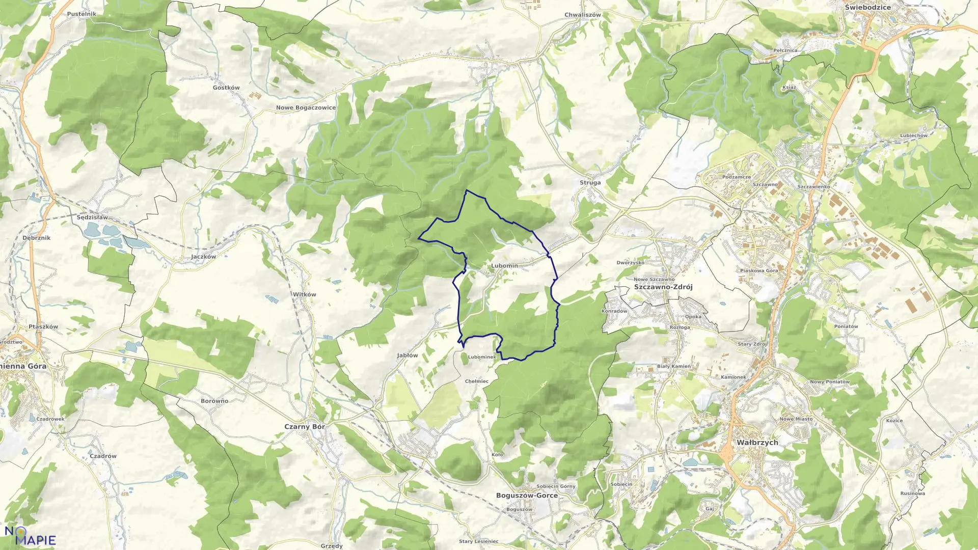 Mapa obrębu LUBOMIN w gminie Stare Bogaczowice