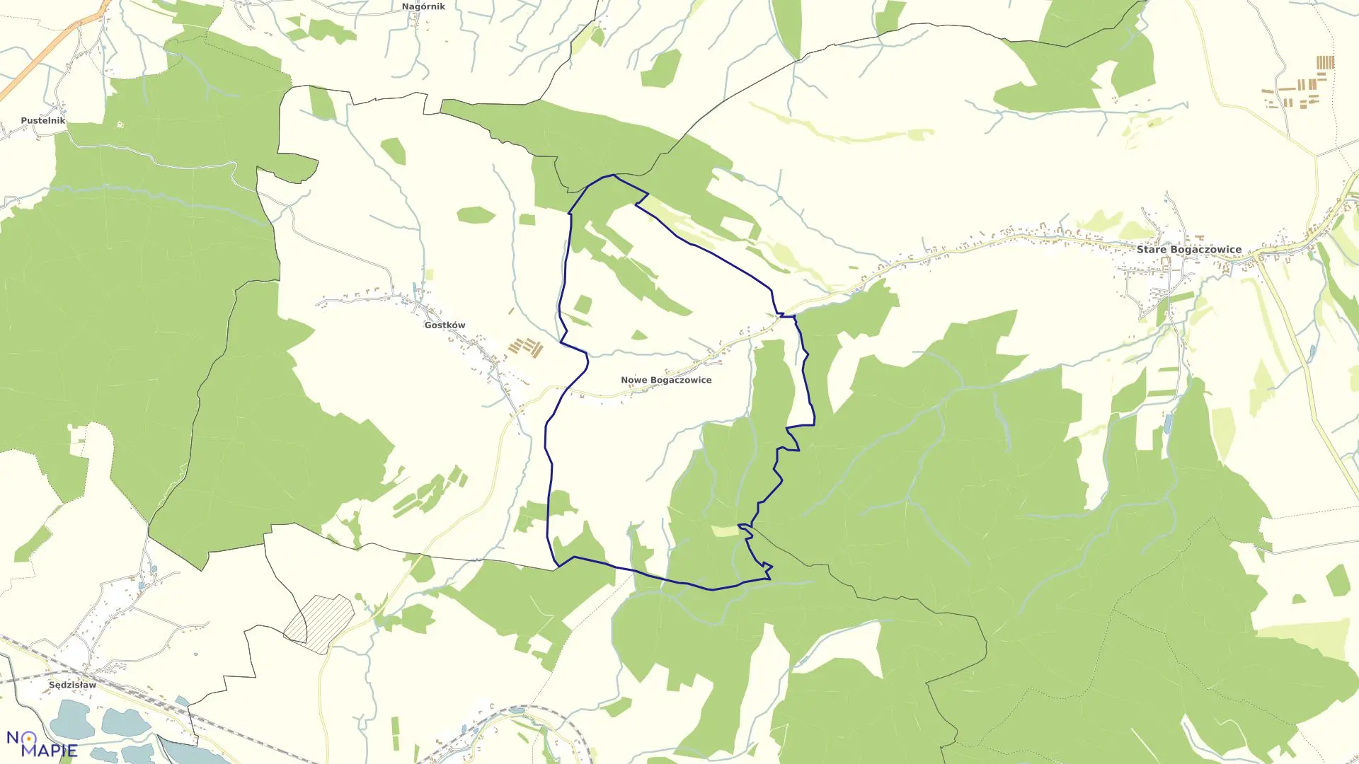 Mapa obrębu NOWE BOGACZOWICE w gminie Stare Bogaczowice